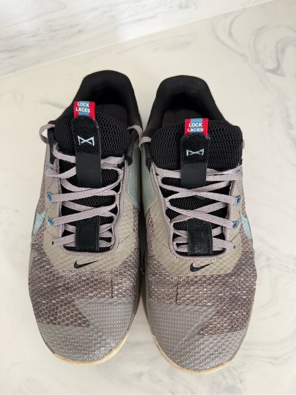 Nike Metcon 7 Gray Mesh Sneakers with Black and Teal Details